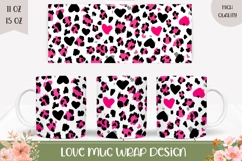 Love Hearts Mug Wrap Design, Leopard Mug Sublimation Product Image 1
