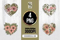 Floral Heart Illustration Watercolor Clipart Sublimation PNG Product Image 1