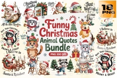 Santa Paws &amp; Sass Funny Christmas Animal PNG Pack Product Image 1