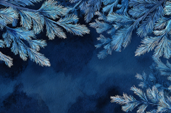 "Frosty Blue Pine Watercolor Christmas Frame Background" Product Image 1