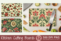 Red &amp; Green Vintage Flowers Cutting Boards sublimation Desig Product Image 1