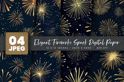 Elegant Fireworks Spark Digital Paper Product Image 1