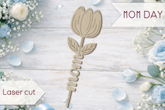 Mothers day tulip flowers svg, Mom laser engrave Product Image 1