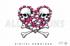 Skulls Love Sublimation PNG, Valentine Love Quote PNG Product Image 1