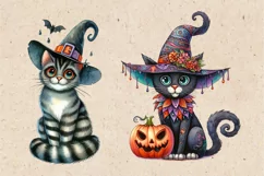Watercolor Halloween Spooky Cat PNG sublimation Product Image 2