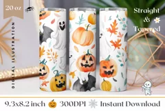 Cartoon Halloween Tumbler Wrap, Halloween Kids Print Product Image 1