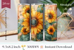 Sunflowers Tumbler Sublimation, Cute Flowers Tumbler Wrap Product Image 1