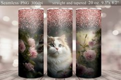 Cute Cat Tumbler Sublimation | Glitter Tumbler Wrap 20 oz Product Image 1