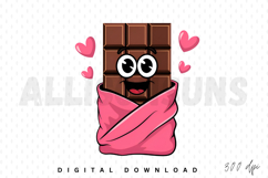 Chocolate Valentine Cartoon PNG, Valentine’s Day Sublimation Product Image 1
