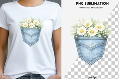 Denim pocket flowers png design for T-shirts Product Image 1