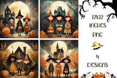 Cartoon Halloween Backgrounds, Kids Halloween Digital papers Product Image 1