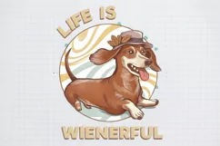Retro Dog Breeds Quotes life is a Wienerful PNG Product Image 1