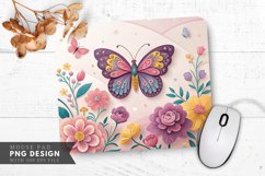 Butterfly Floral Wall Art Mouse Pad PNG Design Product Image 1