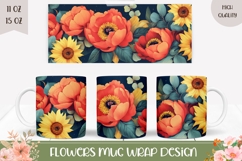 Cute Flowers Mug Wrap, Sunflower Mug Template Product Image 1