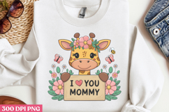 I love you, mommy PNG, Cute Animals Mothers Day Clipart PNG Product Image 2