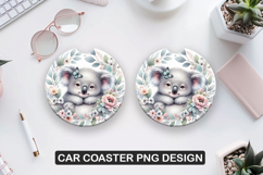 Koala Girl Car Coaster Sublimation |Animal Coaster PNG Product Image 1