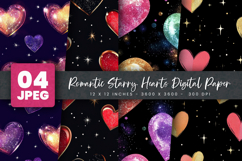 Romantic Starry Hearts Digital Paper Product Image 1