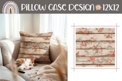 Wooden Pillow PNG, Floral Pillow Case, Wooden Print Product Image 1