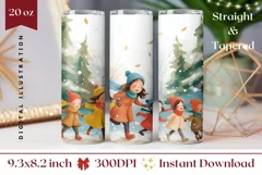 Christmas Tumbler Wrap Design, Winter Tumbler Sublimation Product Image 1