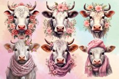 Beautiful Christmas Cow Clipart Bundle, Christmas PNG Product Image 2