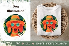 Summer Dachshund Dog Illustration, Summer Dachshund Dog PNG Product Image 1