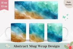 Abstract Mug Wrap, Watercolor Blue Mug Design, Glitter Mug Product Image 1
