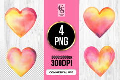 Warm Sunset Watercolor Heart Clipart PNG Product Image 1