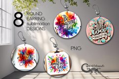 Inspiring Inscription | 8 Round earring sublimation designs Product Image 1
