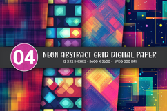 Neon Abstract Grid Digital Paper Product Image 1
