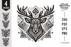 Deer Head Woodcut Engraving Vector Product Image 1
