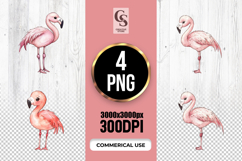 Pink Flamingo Watercolor Clipart Sublimation PNG Product Image 1