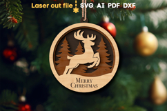Christmas Ornament Deer SVG laser cut file for Glowforge Product Image 1
