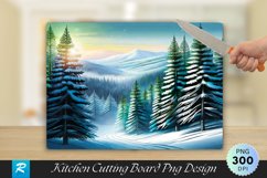 Evergreen Forest with Snowflakes Cutting Board PNG Design Product Image 1