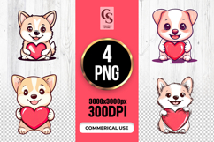 Cute Puppy With Heart Clipart Sublimation PNG Product Image 1