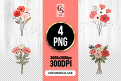 Modern Floral Bouquet Illustration Clipart Sublimation PNG Product Image 1