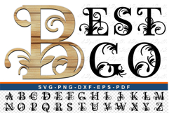 Flourish Monogram Alphabet Letters SVG Laser Cut File Product Image 1