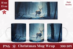Winter Deer Mug Sublimation, Winter Coffee Mug Wrap PNG Product Image 1