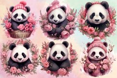 Pink Christmas Panda Clipart Bundle Product Image 2