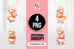Cute Duck with Heart Illustrations Clipart Sublimation PNG Product Image 1