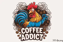 COFFEE ADDICT PNG, Animal Funny Quotes Sublimat Product Image 1