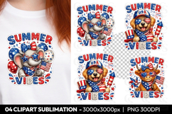 Summer Vibes Patriotic Animal Sublimation PNG Product Image 1