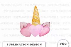 Watercolor cute unicorn sublimation png Product Image 1
