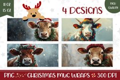 Christmas Cow Mug Design, Winter Mug Template Product Image 1