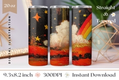 Rainbow Tumbler Wrap Design, Night Sky Tumbler Sublimation Product Image 1