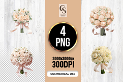 Ivory Rose Bouquet Clipart Sublimation PNG Product Image 1