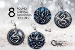 Metallic Dragon | 8 mystic Round earring Sublimation designs Product Image 1