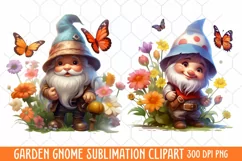 Garden Gnome Sublimation clipart, Watercolor Clipart Product Image 1