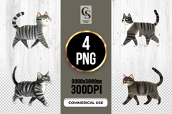 Walking Cat Watercolor Clipart Sublimation PNG Product Image 1