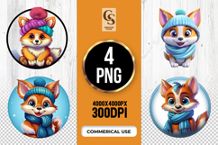Cute winter fox art clipart sublimation png Product Image 3