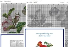 Vintage Cross Stitch Scheme Parrot and lilies Product Image 8